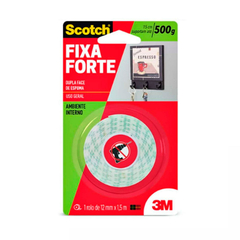 Fita Adesiva Dupla Face 3m Scotch® Fixa Forte Espuma 12mmx1,5 M 1,5 Metros