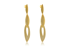 Brinco Grande De Folhas Sobrepostas Folheado Em Ouro 18k
