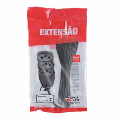 Extensao Slim 10m 10a 3 Tomadas Bivolt Preto Force Line - comprar online