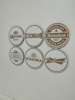 Kit Bolacha Copo Cerveja Com 6 Unidades E Suporte 3mm Branco - BIDU SHOP