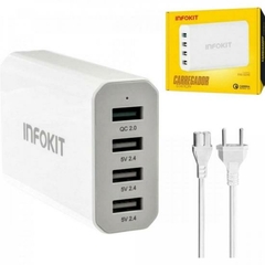 Carregador Turbo USB 40W QC2.0 Branco EXBOM - loja online