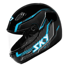Capacete Sky Gamma Preto Brilho Transf Azul 62 - loja online