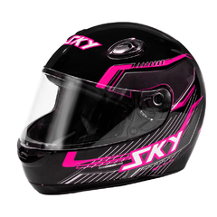 Capacete Sky Gamma Preto Brilho Transf Rosa 56 na internet