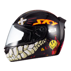 Capacete Sky Two Chaos Preto Fosco Transf Laranja 58