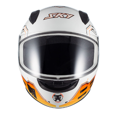 Capacete Sky Two Sorah Branco Brilho Transf Laranja 58 - comprar online