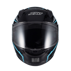 Capacete Sky Two Soldier Preto Brilho Transf Azul 56 - comprar online