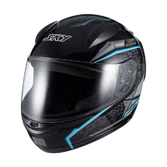 Capacete Sky Two Soldier Preto Brilho Transf Azul 60 - BIDU SHOP