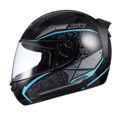 Capacete Sky Two Soldier Preto Fosco Transf Azul 60