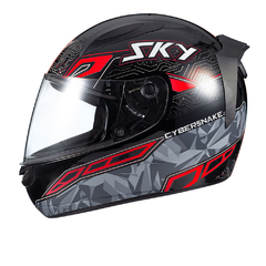 Capacete Sky Two Cyber Snake Preto Fosco Transf Vermelho 58