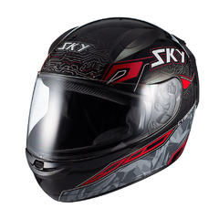 Capacete Sky Two Cyber Snake Preto Fosco Transf Vermelho 62 - BIDU SHOP