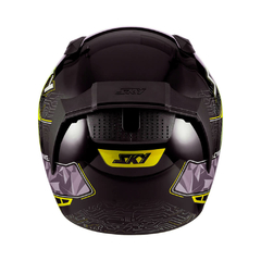Capacete Sky Two Cyber Snake Preto Fosco Transf Amarelo 62 na internet