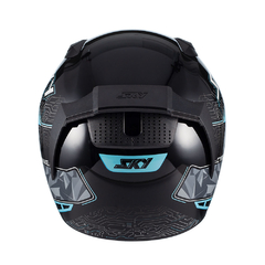 Capacete Sky Two Cyber Snake Preto Brilho Transf Azul 58 na internet