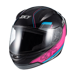 Capacete Sky Two Anos 90 Preto Brilho Transf Azul/rosa 62 - BIDU SHOP