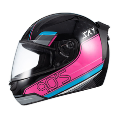 Capacete Sky Two Anos 90 Preto Fosco Transf Azul/rosa 56