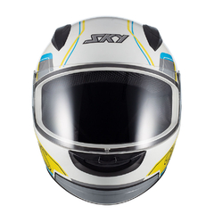 Capacete Sky Two Anos 90 Branco Brilho Transf Azul/amarel 58 - comprar online