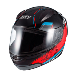 Capacete Sky Two Anos 90 Preto Fosco Transf Azul/vermelho 62 - BIDU SHOP