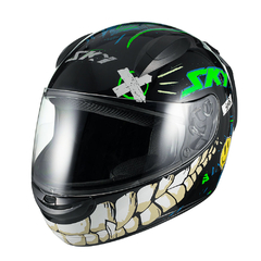 Capacete Sky Two Chaos Preto Brilho Transf Verde 60 - BIDU SHOP