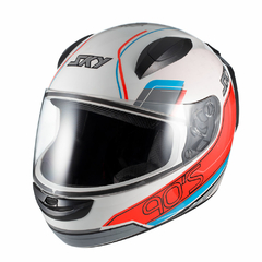 Capacete Sky Two Anos 90 Branco Fosco Transf Azul/vermelh 58 - BIDU SHOP