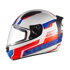 Capacete Sky Two Legends Branco Brilho Transf Vermelho 60