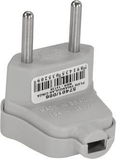Plugue Triangular 2 Pinos 10a 250v Cinza - PC / 10 - comprar online
