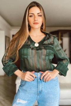 Blusa Crepe Manga Longa Com Botão - comprar online