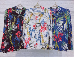 Blusa Crepe Manga Longa Folhagem na internet