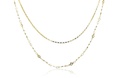 Colar Duplo Corrente Lisa Corrente Trabalhada Folheado Ouro - BIDU SHOP