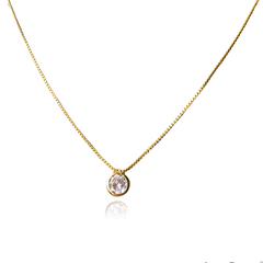 Colar Regulável Com Zircônia Folheado Em Ouro 18k
