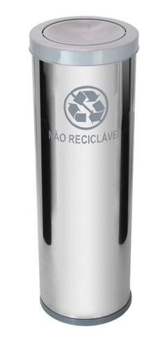 Imagem do Lixeira De Aço Inox 50l Com Tampa Plastica Meia Esfera