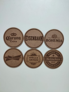 Kit Bolacha Copo Cerveja Com 6 Unidades E Suporte 3mm Natural - comprar online