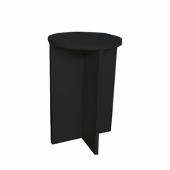 Banco Tampo Redondo 45 Cm Preto Em Mdf