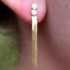 Brinco De Fita Com Zircônia Folheado A Ouro 18k - loja online