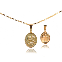 Pingente São Jorge Folheado Em Ouro 18k