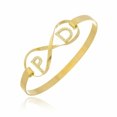 Pulseira Rígida Com Infinito E Iniciais Do Casal Trabalhado Em Zircônia - loja online