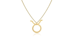 Colar Personalizado Signo De Touro Folheado Em Ouro 18k na internet