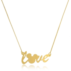 Colar Personalizado Love Mickey Folheado Em Ouro Ouro 18k - loja online