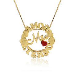 Colar Personalizado Mandala Mãe Amor Eterno Folheado Em Ouro 18k - loja online