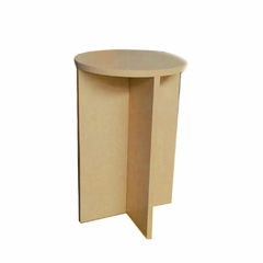 Banco Tampo Redondo 55 Cm Natural Em Mdf