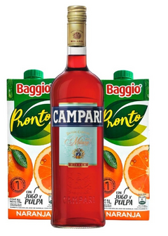 Combo Campari x 750c.c. + 2 Baggio Naranja Litro - comprar online