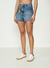 Short Jeans Trapeze Média com Lenço