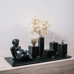 Saboneteira líquido preto escovado Nacional - Mi Murta