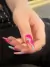 Unhas postiças decoradas listras azul, roxo e rosa