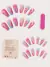 Unhas postiças decoradas listras azul, roxo e rosa - comprar online
