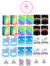 Adesivos de unhas Mini cartelão Mix de Unicornio com Tie dye lgbt