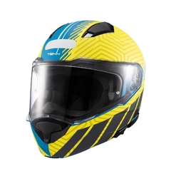 Capacete Texx Escamoteavel Kratos Cyber Verde/Azul Fosco - comprar online