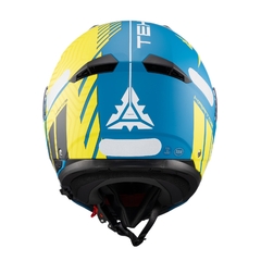 Capacete Texx Escamoteavel Kratos Cyber Verde/Azul Fosco - comprar online