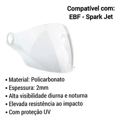 Viseira Cristal Capacete Ebf Spark Jet Aberto todos - comprar online