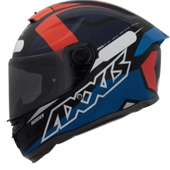 Capacete Axxis Fechado Fosco Hummer B Zul C5 Verm Azul na internet