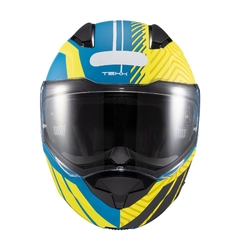 Capacete Texx Escamoteavel Kratos Cyber Verde/Azul Fosco - Zum Acessórios para Motociclistas