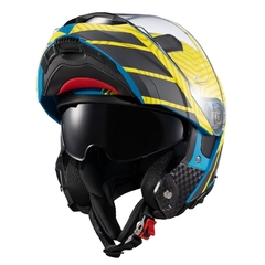 Capacete Texx Escamoteavel Kratos Cyber Verde/Azul Fosco